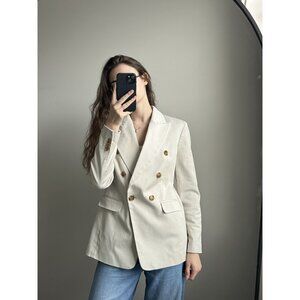 Banana Republic Cream Peak Lapel Double-Breasted Blazer Size 6 – Tailored Struct